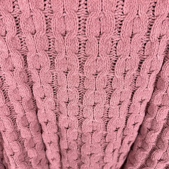 BKE Mauve Hooded Long Sleeve Raw Hem Chenille Oversize Pullover Sweater Size M - Picture 3 of 6